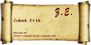 Zubek Erik névjegykártya